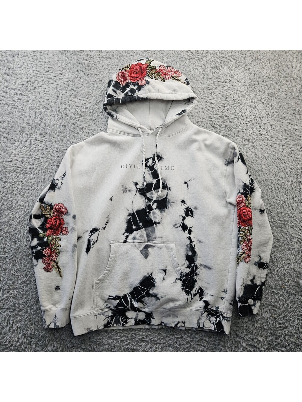 CIVIL REGIME Hoodie Floral Roses Tie Dye Men Large Oversized